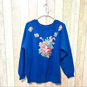 Vintage 80s/90s Puff Paint Floral Applique Crewneck